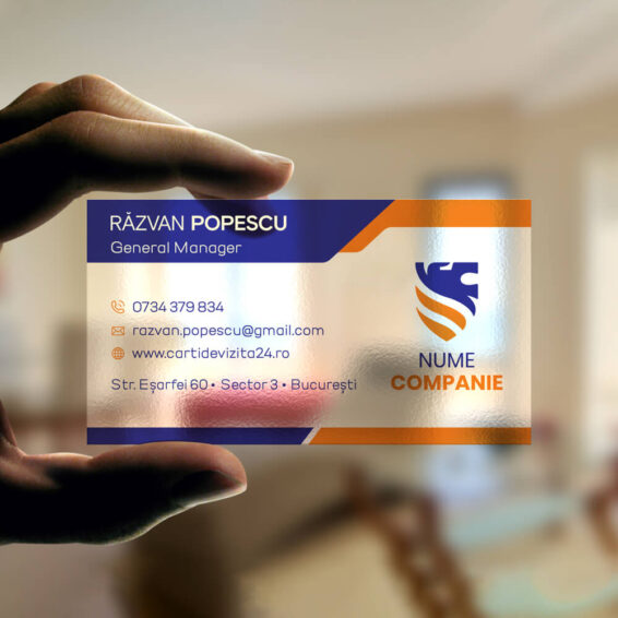 model carte de vizita transparenta